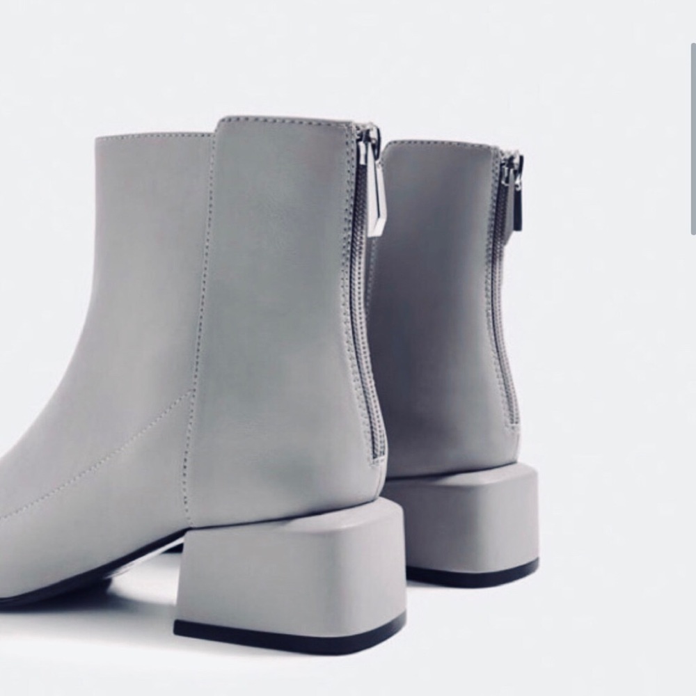 Zara TRF cube heel ankle boots (light grey) - Picture 10 of 12